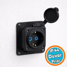 Nzb Tekli Siyah Kauçuk Duvar Prizi 16A Dayanıklı Gövde Güvenli Elektrik Prizi Iç ve Yarı Dış Mekan