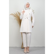 Giza Store Blazer Ceket Takım Kırık Beyaz
