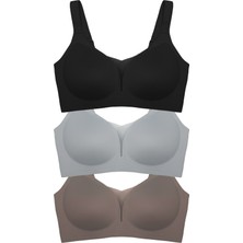 Cottonhill Seamless Bra - Shape | Lazer Kesim Dikişsiz Toparlayıcı Büyük Beden Tüllü Kadın Sütyen 3'lü Paket-2