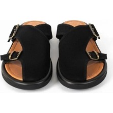 Ne&Ve Shoes Süet Hakiki Deri Iki Tokalı Kadın Sabo Terlik