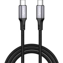 Volty Type C Hızlı Şarj Kablosu | Type-C To Type-C, 60W, 480MBPS, 2m, Pd, Örgü, LED Ekran (SIYAH-V0201010)