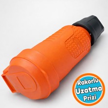 Nzb Turuncu Renk Kapaklı Rakorlu Uzatma Prizi Kauçuk Gövdeli IP44 Dış Mekan Dayanıklı Güvenli Kullanım