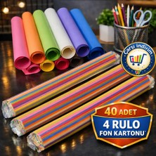 40 Adet 50X70 cm Fon Kartonu 10 Renk(4 Rulo) Karton Kağıt