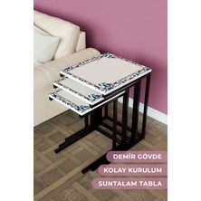 Hediyeler Kapında "ıvy" 3'lü Metal Zigon Sehpa Takımı Metal Ayak Yan Sehpa Seti