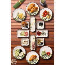 Nandy Home 14 Parça 6 Kişilik Handmade Zeytin Kahvaltı Takımı - Lüx Kahvaltılık Sunum Seti