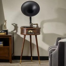 CoverZone Vintage Dik Gramofon Plak Çalar – Bluetooth 4.2, USB Oynatma, Fm Radyo, Dijital Ekran, Uzaktan Kumandalı Ahşap Gövde ve Çoklu Hoparlörlü Müzik Sistemi | SP1806