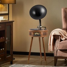 CoverZone Vintage Dik Gramofon Plak Çalar – Bluetooth 4.2, USB Oynatma, Fm Radyo, Dijital Ekran, Uzaktan Kumandalı Ahşap Gövde ve Çoklu Hoparlörlü Müzik Sistemi | SP1806