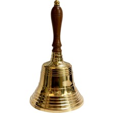 Hediye Fikri Okul Çanı Pirinç Özel El Zili 21X10 cm Ahşap Saplı Klasik El Çanı