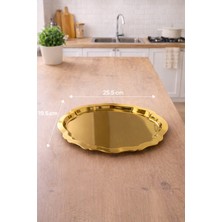 Zucci Home Ovaldi 4'lü Gold Metal Servis Tepsisi 25,5X19,5 cm | Modern ve Dekoratif Sunum Tepsisi