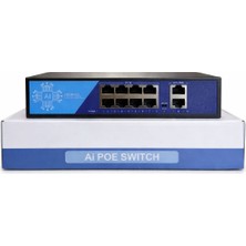 3dcool 3D-PSF08 10 Port Kamera Poe Switch 8 x Poe 2 x Gigabit Uplink 120W 250MT