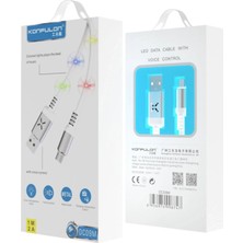 Tuba Toptaş Konfulon DC09 Ses Duyarlı Işıklı Micro USB Kablo 1m 2A - Siyah