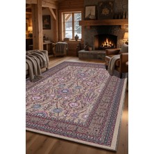 Kilim Home Klasik Iran Motifli Bordo Bej Salon Halısı – Çiçekli Vintage Desen, Dekoratif Oturma Odası Halısı