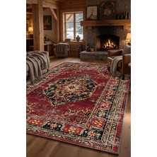 Kilim Home Otantik Anadolu Desenli Kırmızı Salon Halısı – Vintage Madalyonlu Klasik Dekoratif Halı
