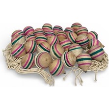 Mobilreyon 30 Adet Ahşap Topaç  + 2 şer Metre İpiyle Birlikte Geleneksel Nostalji Oyuncak