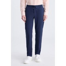 D'S Damat Ds Damat Relaxed Fit (Pilesiz) Lacivert Diyogonal Tencel™-Pamuk Karışımlı Likralı Jogger Pantolon 4HC03AD05321M