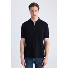 D'S Damat Ds Damat Regular Fit Siyah Pike Dokulu %100 Pamuklu T-Shirt 4HC140211214M