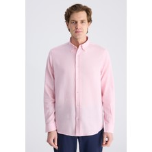 D'S Damat Ds Damat Comfort Pembe Armürlü %100 Pamuklu Gömlek 4HC02K8122652