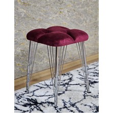 Sevinç Mobilya Kare Krom Kaplama Telli Ayaklı Tabure - Oturak - Bar Taburesi - Ayaklı Tabure