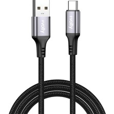 Volty Usb-A To Type-C Hızlı Şarj Kablosu | 18W, 480MBPS, 1.2m, Dayanıklı Örgü (SIYAH-V0203001)
