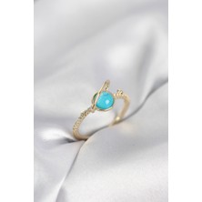 Claris Gold Renk Zirkon Taşlı Satürn Model Kadın Yüzük