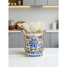 Feyza Design Mavi Seramik Dik Kaşıklık, Şık ve Zarif Mutfak Aksesuarı