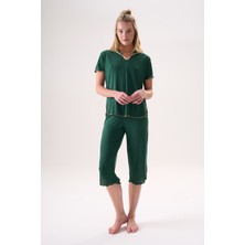 Evia Etoile Bambu Kısa Kol Kurdele Detaylı Kapri Takım