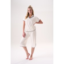 Evia Etoile Bambu Kısa Kol Kurdele Detaylı Kapri Takım