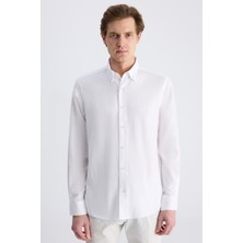 D'S Damat Ds Damat Comfort Beyaz Armürlü %100 Pamuklu Gömlek 4HC02K8122652