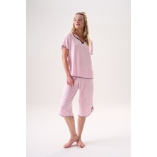 Evia Etoile Bambu Kısa Kol Kurdele Detaylı Kapri Takım