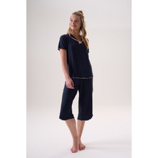 Evia Etoile Bambu Kısa Kol Kurdele Detaylı Kapri Takım