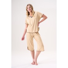 Evia Etoile Bambu Kısa Kol Kurdele Detaylı Kapri Takım