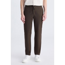 D'S Damat Ds Damat Relaxed Fit (Pilesiz) Kahverengi Diyogonal Tencel™-Pamuk Karışımlı Likralı Jogger Pantolon 4HC03AD05321M