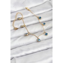 Claris 316L Çelik Gold Renk Minimal Nazar Model Kadın Bileklik