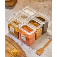 Feyza Design 6'lı Vakum Kapaklı Bakliyat Saklama Kabı Seti 2200ML