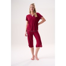 Evia Etoile Bambu Kısa Kol Kurdele Detaylı Kapri Takım