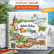 Koalanın Çantası Adım Adım Türkiye Boyama Kitabı - 21X21CM - Stres Yönetimi