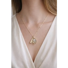 Miraç Gümüş Takı Atölyem 925 Ayar Gümüş Rutil Kuvars Doğal Taş 1. Sınıf Altın Kaplama Kolye