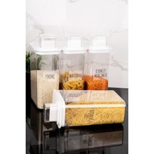 Feyza Design 4'lü 3000 ml Kendinden Ölçekli Erzak Saklama Kutusu ve Bakliyat Etiketi