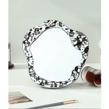 Gaman Ayn-19 Asimetrik Dalgalı Tasarımlı Masaüstü Makyaj Aynası - Masaüstü Ayna - Parlak Gümüş Renk