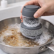 Shopping Fashion Sıvı Hazneli Bulaşık Fırçası – Taş Detaylı Ergonomik Tutma Saplı Bulaşık Teli – Köpük Kontrollü Mutfak Temizlik Aparatı