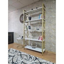 Sevinç Mobilya Gold Boyalı Kitaplık - 5 Raflı Suntalem Lüks Kitaplık