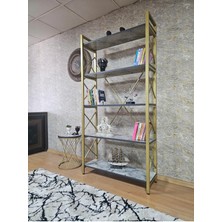 Sevinç Mobilya Gold Boyalı Kitaplık - 5 Raflı Suntalem Lüks Kitaplık