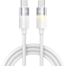 Volty Type C Hızlı Şarj Kablosu | Type-C To Type-C, 60W, 480 Mbps, 1.2m, Pd, LED Işıklı (BEYAZ-V0201003)