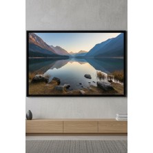 Safir Design Kristal Göl ve Dağ Yansıması Temalı Çerçeveli Tablo Panoramik Doğa Manzaralı Tablo
