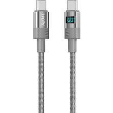 Volty Type C Hızlı Şarj Kablosu | Type-C To Type-C, 60W, 480MBPS, 1.2m, Pd, Dijital Ekran (GRI-V0201006)