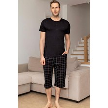 Aydoğan Erkek Civan Modal Bermuda Siyah Pijama Takım 0033