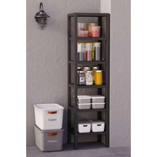 Trend Maison Dekoratif Plastik Çok Amaçlı Banyo Düzenleyici-Saksılık-Kitaplık-Çiçeklik 6 Katlı Siyah