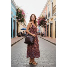 Amabel Jewelerys Melo Metal Askı Detaylı Kadın Omuz Çantası Bordo