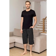 Aydoğan Erkek Civan Modal Bermuda Siyah Pijama Takım 0030