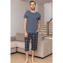 Aydoğan Erkek Civan Modal Bermuda Mavimsi Gri Pijama Takım 0029